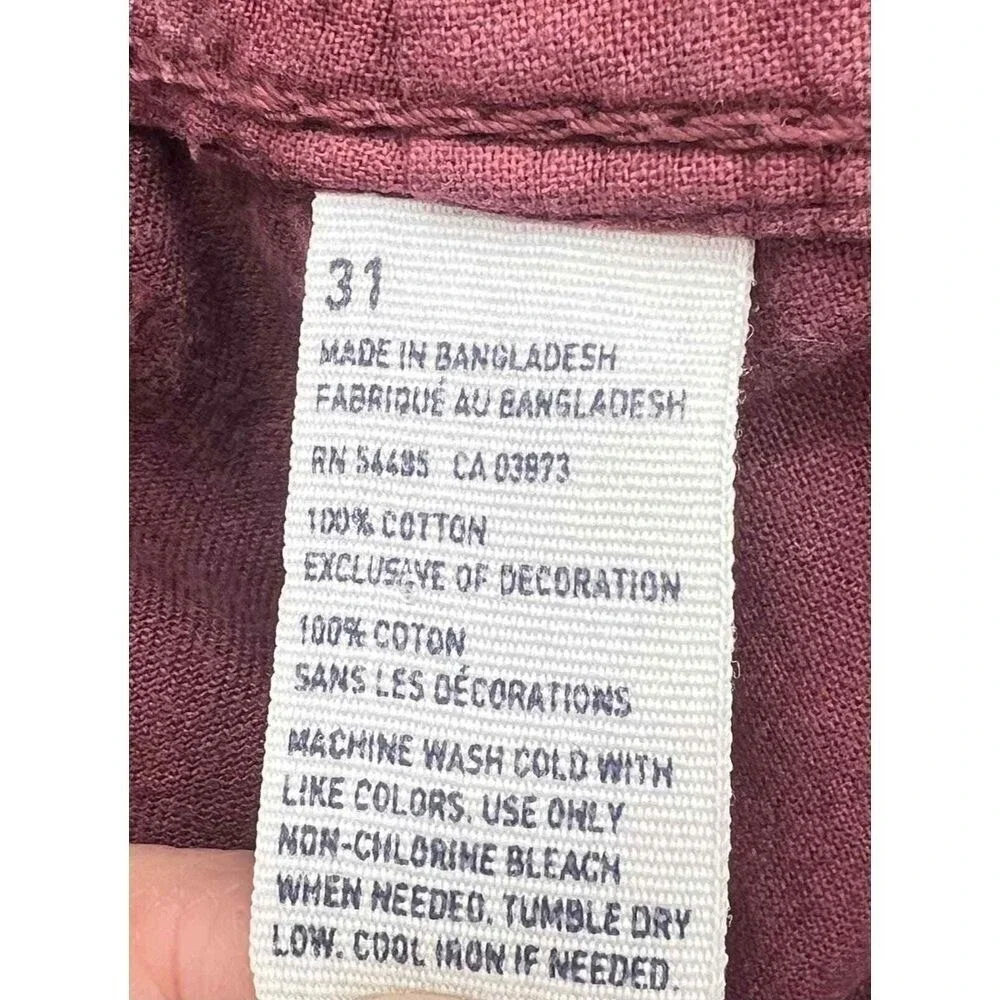 American Eagle Men's Burgundy Chino Shorts 31 Cotton Casual Classic Preppy‎
